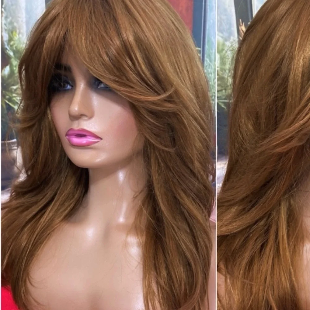 ginger brunette layered wig